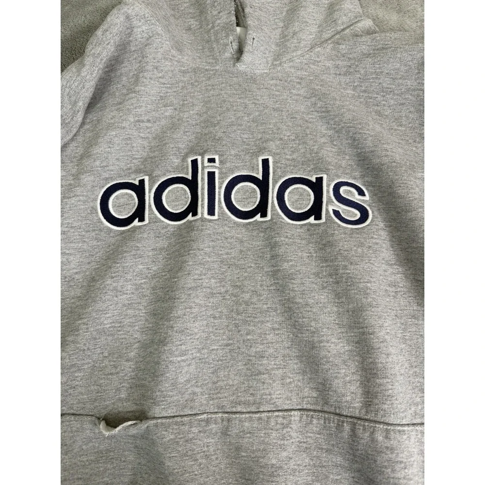 Vintage Y2K Adidas Pullover Hoodie Men's Size XL Gray